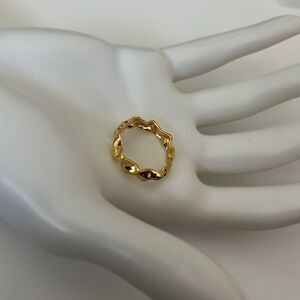 18k gold over sterling silver wrinkle ring , adjustable modern gold ring